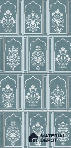 Patterned Wall Tile TL 10983 C | Arebic Aqua Flower Decor | 4 ft x 2 ft Crits Micro Matte Finish Porcelain Tile - 9 mm | Suitable for Living Room, Bedroom, Dining & Bathroom | 3 mm Spacer Required