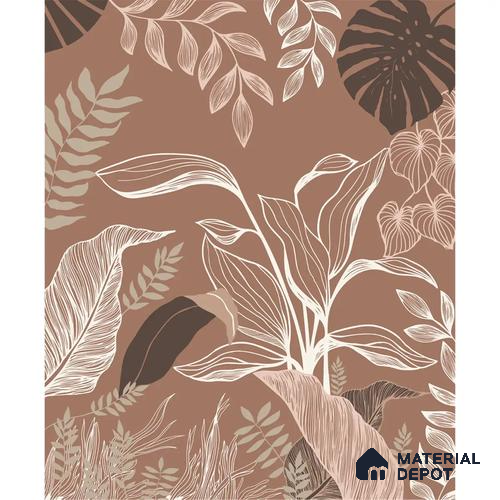 Botanical Muse Tropical Canvas Customized Wallpaper, Brown Background