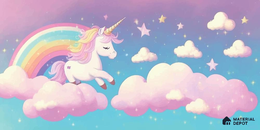 Cartoon Pegasus Unicorn Wallpaper in a Sweet Fairy Tale Dreamland Wallpaper | Material Depot