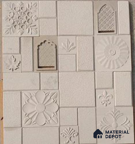 WL 00382 Cloudy Creama Natural Stone Wall Cladding | Set Contains Mix Sizes of 300x300 mm, 300x150 mm, 150x150 mm | Coverage Area 8 Sq. Ft. |  Stone is a Natural Product, Please Expect Variation in Shades