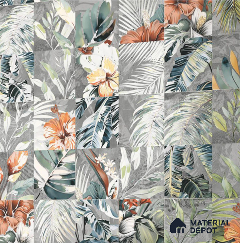 Floral Wall Tile TL 08661 Green 4 ft x 2 ft Matte Finish Vitrified Tile - 9 mm