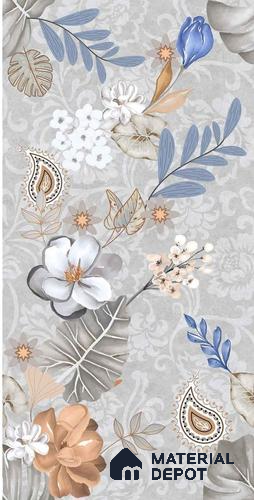 Floral Wall Tile TL 08612 Grey 4 ft x 2 ft Glossy Finish Vitrified Tile - 9 mm