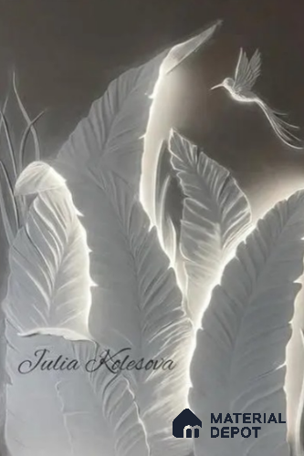 Harmony Wings 3D Leaf & Bird Wall Panel 8 ft x4 ft Duco Paintable CNC Made HDHMR - 30 mm