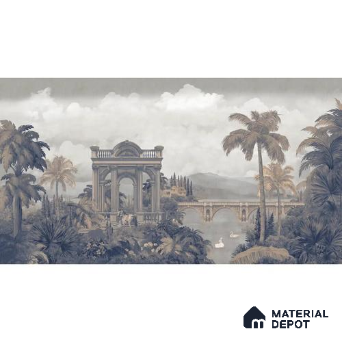 Majestic Foliage Epoch Customised Wallpaper Blue & Sepia