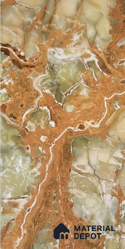 Brown Marble Look Alabaster Sheet/Panel 8 ft x 4 ft - 2 mm | PN 06483 | Suitable for Pooja Room, Feature Wall, Ceiling & Reception | Width is Subjected to 5% Variation