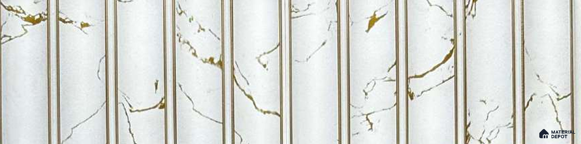 White Marble Louver PN 05542 8 ft x 6 inch Charcoal Panel - 7 mm | Suitable for Feature Wall, TV Unit & Living Room | Width is Subjected to 5% Variation