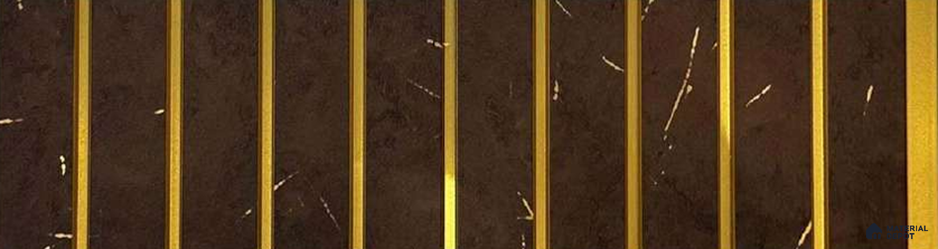 Brown Marble Louver PN 05540 9.5 ft x 6 inch Charcoal Panel - 7 mm | Suitable for Feature Wall, TV Unit & Living Room | Width is Subjected to 5% Variation