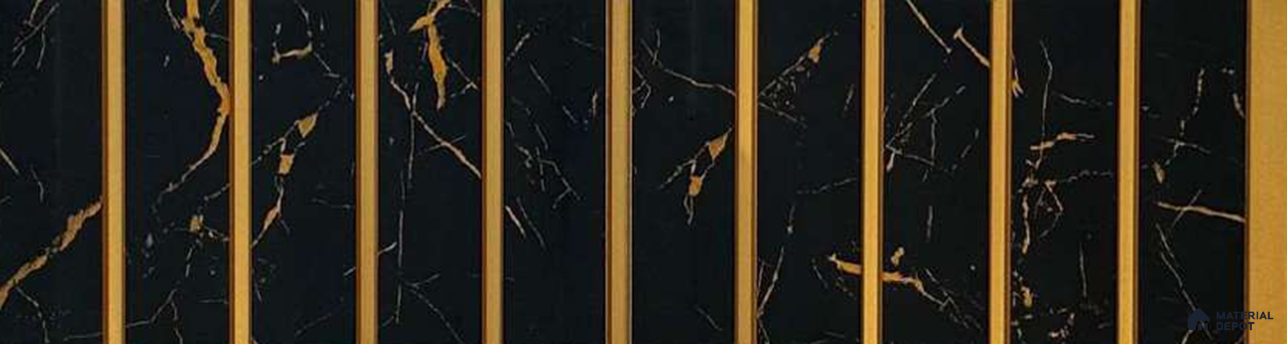 Black Marble Louver PN 05539 9.5 ft x 6 inch Charcoal Panel - 7 mm | Suitable for Feature Wall, TV Unit & Living Room | Width is Subjected to 5% Variation