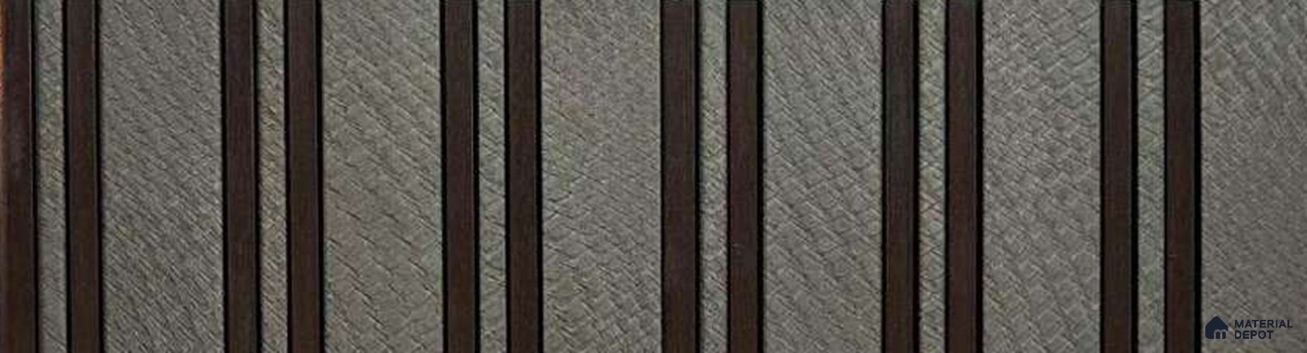 Brown Leather Louver PN 05552 8 ft x 6 inch Charcoal Panel - 7 mm | Suitable for Feature Wall, TV Unit & Living Room | Width is Subjected to 5% Variation