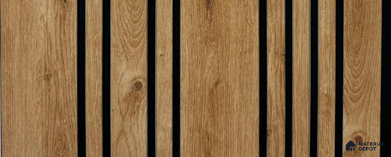 Brown Wooden Louver PN 05557 9.5 ft x 12 inch Charcoal Panel - 6 mm | Suitable for Feature Wall, TV Unit & Living Room | Width is Subjected to 5% Variation