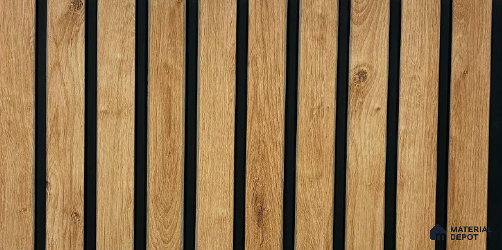 Brown Wooden Louver PN 05554 9.5 ft x 12 inch Charcoal Panel - 6 mm | Suitable for Feature Wall, TV Unit & Living Room | Width is Subjected to 5% Variation