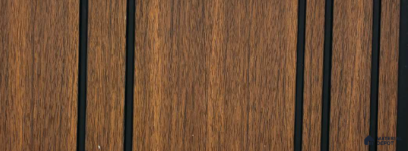 Brown Wooden Louver PN 05558 9.5 ft x 12 inch Charcoal Panel - 6 mm | Suitable for Feature Wall, TV Unit & Living Room | Width is Subjected to 5% Variation