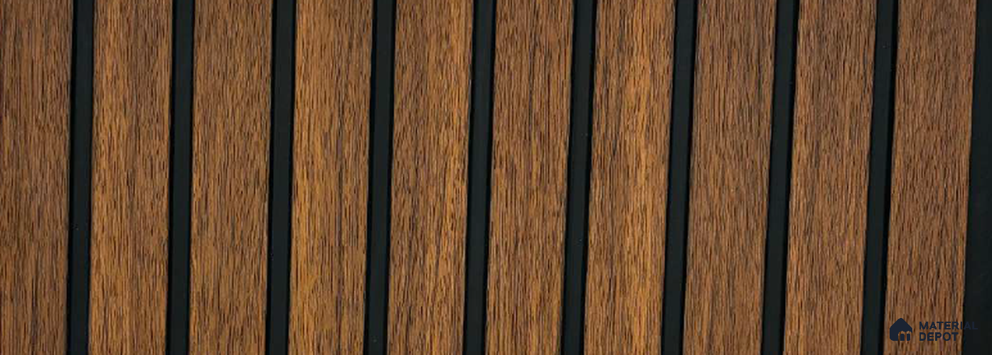 Brown Wooden Louver PN 05560 9.5 ft x 12 inch Charcoal Panel - 6 mm | Suitable for Feature Wall, TV Unit & Living Room | Width is Subjected to 5% Variation