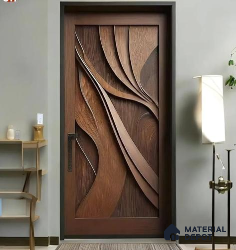 Duco Paintable Walnut Whirl Design 7 ft x 3 ft CNC Cut HDHMR 3D Door - 25 mm