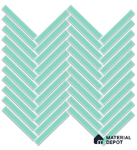 Mosaic Floor & Wall Herring Bone Tile TL 10644 AF | 275.8x301.9 mm (Chip Size 12x93 mm) Glossy Finish Porcelain Tile - 8 mm | Suitable For Outdoor, Swimming Pool Area
