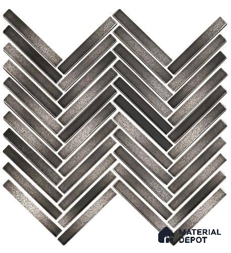 Mosaic Floor & Wall Herring Bone Tile TL 10644 AX | 275.8x301.9 mm (Chip Size 12x93 mm) Glossy Finish Porcelain Tile - 8 mm | Suitable For Outdoor, Swimming Pool Area