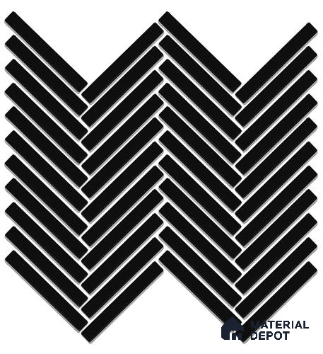Mosaic Floor & Wall Herring Bone Tile TL 10644 M | 275.8x301.9 mm (Chip Size 12x93 mm) Glossy Finish Porcelain Tile - 8 mm | Suitable For Outdoor, Swimming Pool Area