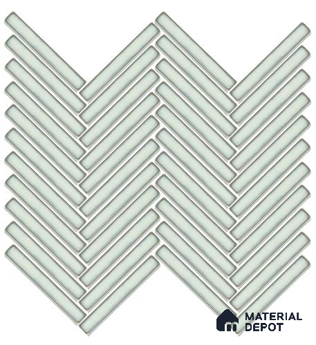 Mosaic Floor & Wall Herring Bone Tile TL 10644 AZ | 275.8x301.9 mm (Chip Size 12x93 mm) Glossy Finish Porcelain Tile - 8 mm | Suitable For Outdoor, Swimming Pool Area