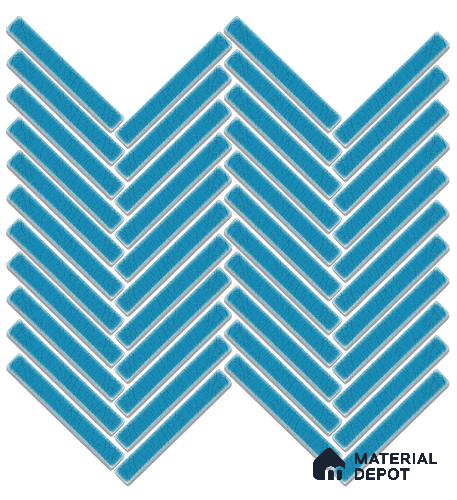 Mosaic Floor & Wall Herring Bone Tile TL 10644 AK | 275.8x301.9 mm (Chip Size 12x93 mm) Glossy Finish Porcelain Tile - 8 mm | Suitable For Outdoor, Swimming Pool Area