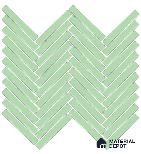 Mosaic Floor & Wall Herring Bone Tile TL 10644 R | 275.8x301.9 mm (Chip Size 12x93 mm) Glossy Finish Porcelain Tile - 8 mm | Suitable For Outdoor, Swimming Pool Area