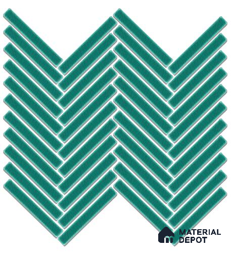 Mosaic Floor & Wall Herring Bone Tile TL 10644 AH | 275.8x301.9 mm (Chip Size 12x93 mm) Glossy Finish Porcelain Tile - 8 mm | Suitable For Outdoor, Swimming Pool Area