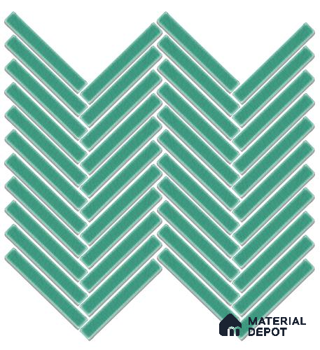 Mosaic Floor & Wall Herring Bone Tile TL 10644 AG | 275.8x301.9 mm (Chip Size 12x93 mm) Glossy Finish Porcelain Tile - 8 mm | Suitable For Outdoor, Swimming Pool Area