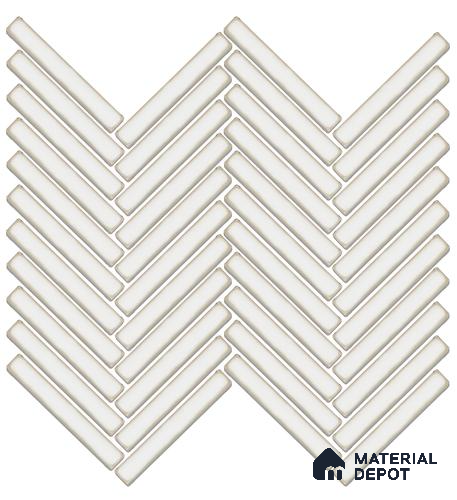 Mosaic Floor & Wall Herring Bone Tile TL 10644 AY | 275.8x301.9 mm (Chip Size 12x93 mm) Glossy Finish Porcelain Tile - 8 mm | Suitable For Outdoor, Swimming Pool Area