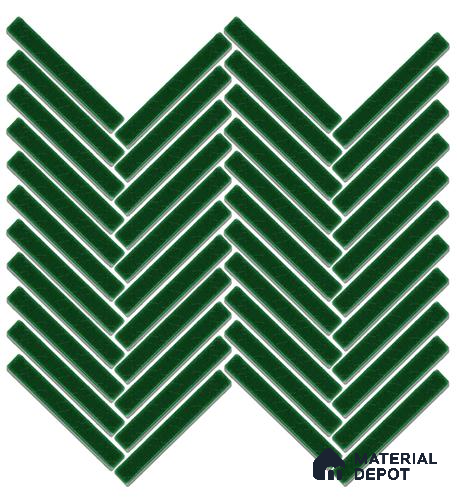 Mosaic Floor & Wall Herring Bone Tile TL 10644 AJ | 275.8x301.9 mm (Chip Size 12x93 mm) Glossy Finish Porcelain Tile - 8 mm | Suitable For Outdoor, Swimming Pool Area