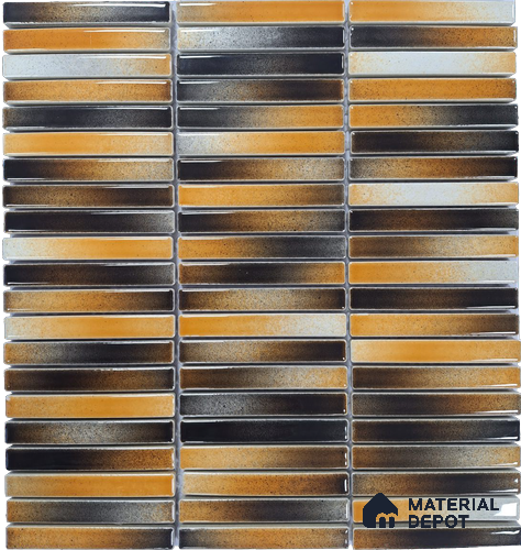 Mosaic Floor & Wall  Kitkat Tile TL 10644 AP | 294x283.50 mm (Chip Size 12x93 mm) Glossy Finish Porcelain Tile - 8 mm | Suitable For Outdoor, Swimming Pool Area