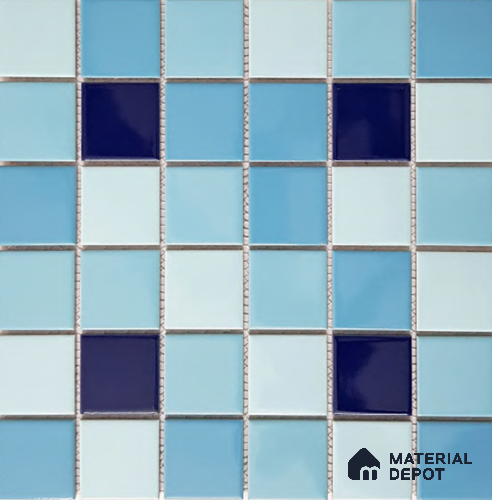 Mosaic Floor & Wall Tile TL 10717 B | 303 X 303 mm (Chip Size 73x73 mm) Glossy Finish Porcelain Tile - 6 mm | Suitable For Outdoor, Swimming Pool Area