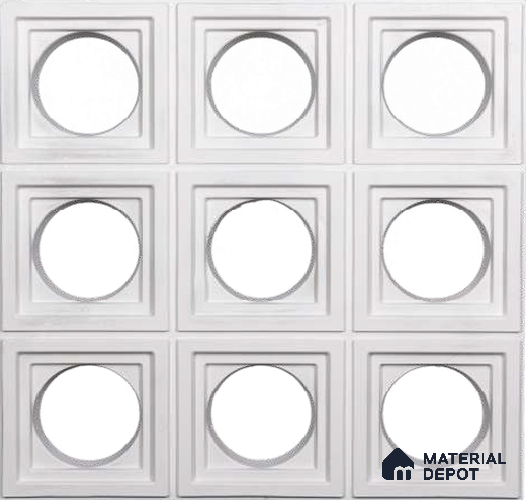Ice White PU Stone Panel 2 ft x 2 ft Square Rounds Series | PN 05864 CQ Frost Stone Interior Grade PU Stone Panel | Thickness Varies from 75 mm - 85 mm | Width is Subjected to 5% Variation