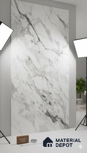 White Marble Look PET Acoustic Panel 9 ft x 2 ft - 5 mm | Suitable for Office, Cinema Halls & Meeting Room | PN 06443