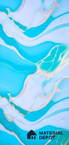 Blue Marble Look UPVC High Gloss Finish UV Marble Polygranite Sheets 8 ft x 4 ft | PG 00085 - 3 mm