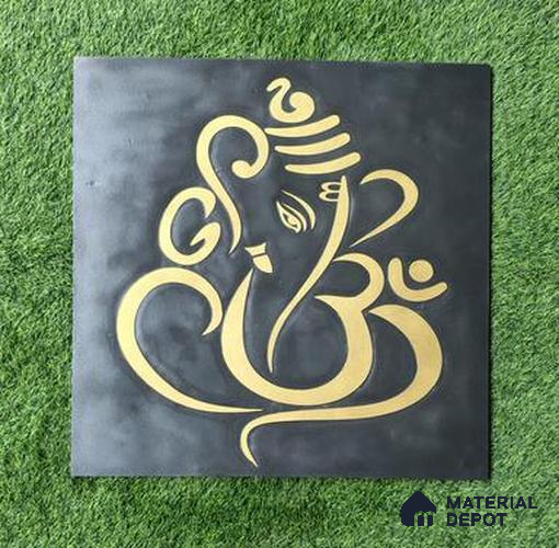 WL 00404 Slate Om Ganesha Black 600 x 600 mm Natural Stone Wall Cladding |  Stone is a Natural Product, Please Expect Variation in Shades