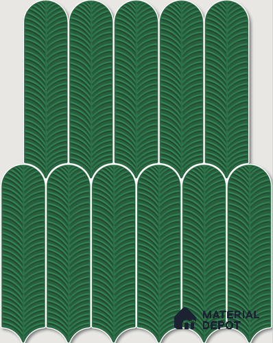 Subway Wall Tile TL 10742 C Feather Series Emerald Shine 1 ft x 3 in Ceramic Glossy Finish - 10 mm | Suitable for Highlighter Walls, Foyer, Bathroom, Kitchen Wall & Backsplashes