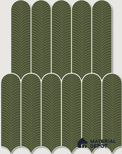 Subway Wall Tile TL 10742 D Feather Series Fern Glow 1 ft x 3 in Ceramic Glossy Finish - 10 mm | Suitable for Highlighter Walls, Foyer, Bathroom, Kitchen Wall & Backsplashes