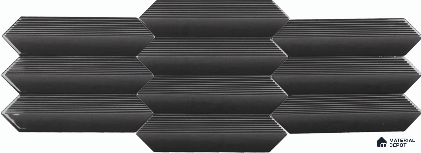 Subway Wall Tile TL 10531 Como Coal 1 ft x 3 in Ceramic Glossy Finish - 10 mm | Suitable for Highlighter Walls, Foyer, Bathroom, Kitchen Wall & Backsplashes