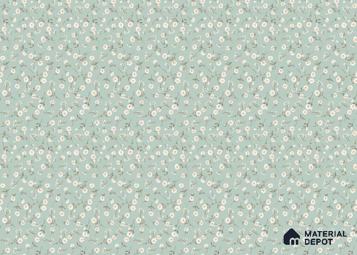 Sweet Bloom Textile Illustration Wallpaper Featuring Playful Cute Floral Motifs Wallpaper | Material Depot