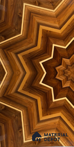 Swiss Walnut Temple Design Pattern 1 8 ft x 4 ft Veneer - 3.7 mm
