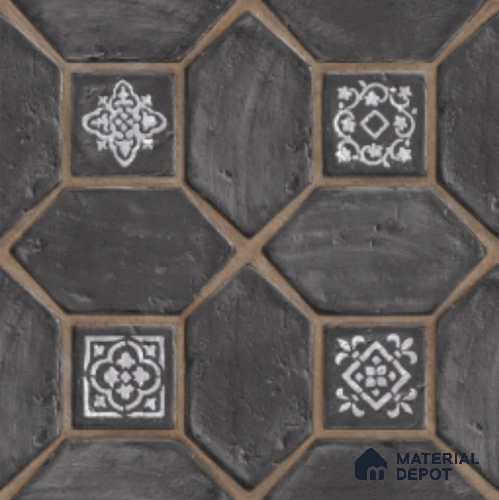 Moroccan Floor Tile TL 08451 Retro Opal 16 x 16 inch Texture Finish Vitrified Tile - 12 mm | Suitable for Parking, Outdoor & Bathroom | Pattern Alignment May Vary | 2-3 mm Spacer is Mandatory