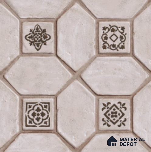 Moroccan Floor Tile TL 08451 B Retro Pearl 16 x 16 inch Texture Finish Vitrified Tile - 12 mm | Suitable for Parking, Outdoor & Bathroom | Pattern Alignment May Vary | 2-3 mm Spacer is Mandatory