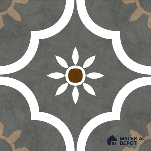 Moroccan Floor & Wall Athangudi Tile TL 08315 Omega Gris 1 ft x 1 ft Matte Finish Vitrified Tile - 9 mm | Suitable for Living Room, Bedroom & Bathroom | Please Expect a Slight Variation of Pattern