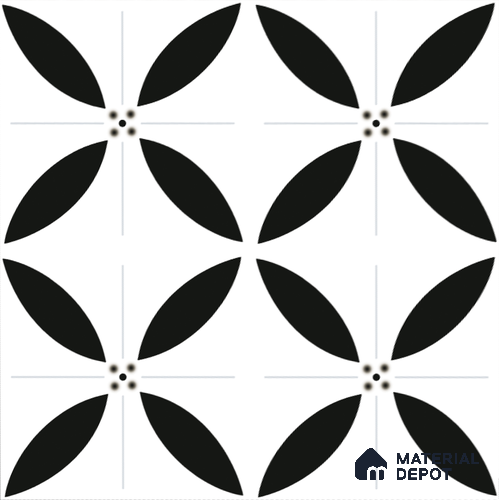 Moroccan Floor & Wall Tile TL 08318 B Aura Nero 1 ft x 1 ft Matte Finish Vitrified Tile - 9 mm | Suitable for Living Room, Bedroom & Bathroom | Please Expect a Slight Variation of Pattern