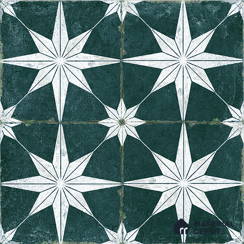 Moroccan Floor & Wall Athangudi Tile TL 08317 D Athena Verde 1 ft x 1 ft Matte Finish Vitrified Tile - 9 mm | Suitable for Living Room, Bedroom & Bathroom | Please Expect a Slight Variation of Pattern