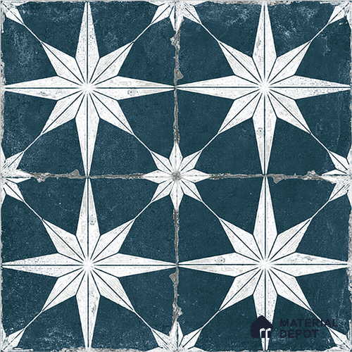 Moroccan Floor & Wall Athangudi Tile TL 08317 Athena Azul 1 ft x 1 ft Matte Finish Vitrified Tile - 9 mm | Suitable for Living Room, Bedroom & Bathroom | Please Expect a Slight Variation of Pattern
