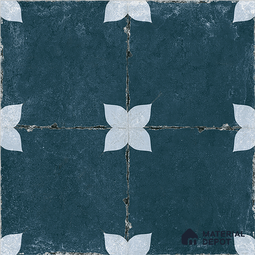 Moroccan Floor & Wall Athangudi Tile TL 08314 Astria Azul 1 ft x 1 ft Matte Finish Vitrified Tile - 9 mm | Suitable for Living Room, Bedroom & Bathroom | Please Expect a Slight Variation of Pattern