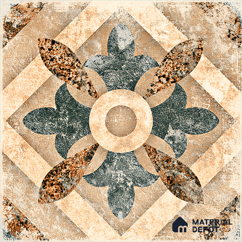 Moroccan Floor & Wall Tile TL 08321 Harmonia 1 ft x 1 ft Matte Finish Vitrified Tile - 9 mm | Suitable for Living Room, Bedroom & Bathroom | Please Expect a Slight Variation of Pattern