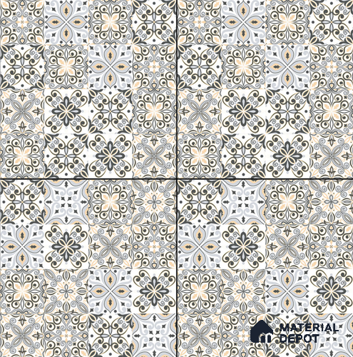 Moroccan Floor & Wall Tile TL 08338 Moroccon 07 2 ft x 2 ft Matte Finish Vitrified Tile - 9 mm | Suitable for Living Room, Bedroom & Bathroom | Please Expect a Slight Variation of Pattern