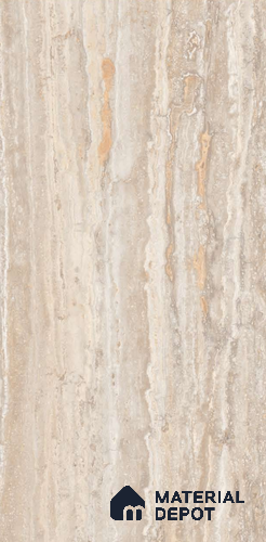 Stone Floor & Wall Tile TL 08254 B Travertine Ivory 4 ft x 2 ft Carving Matte Finish Vitrified Tile - 9 mm | Suitable for Living Room, Bedroom & Bathroom