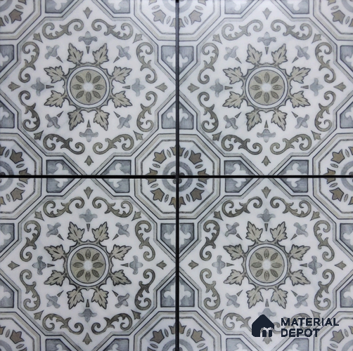 Moroccan Floor & Wall Tile TL 08390 | 88086| 8 x 8 inch Matte Finish Vitrified Tile - 9 mm | Suitable for Living Room, Bedroom & Bathroom | Please Expect a Slight Variation of Pattern